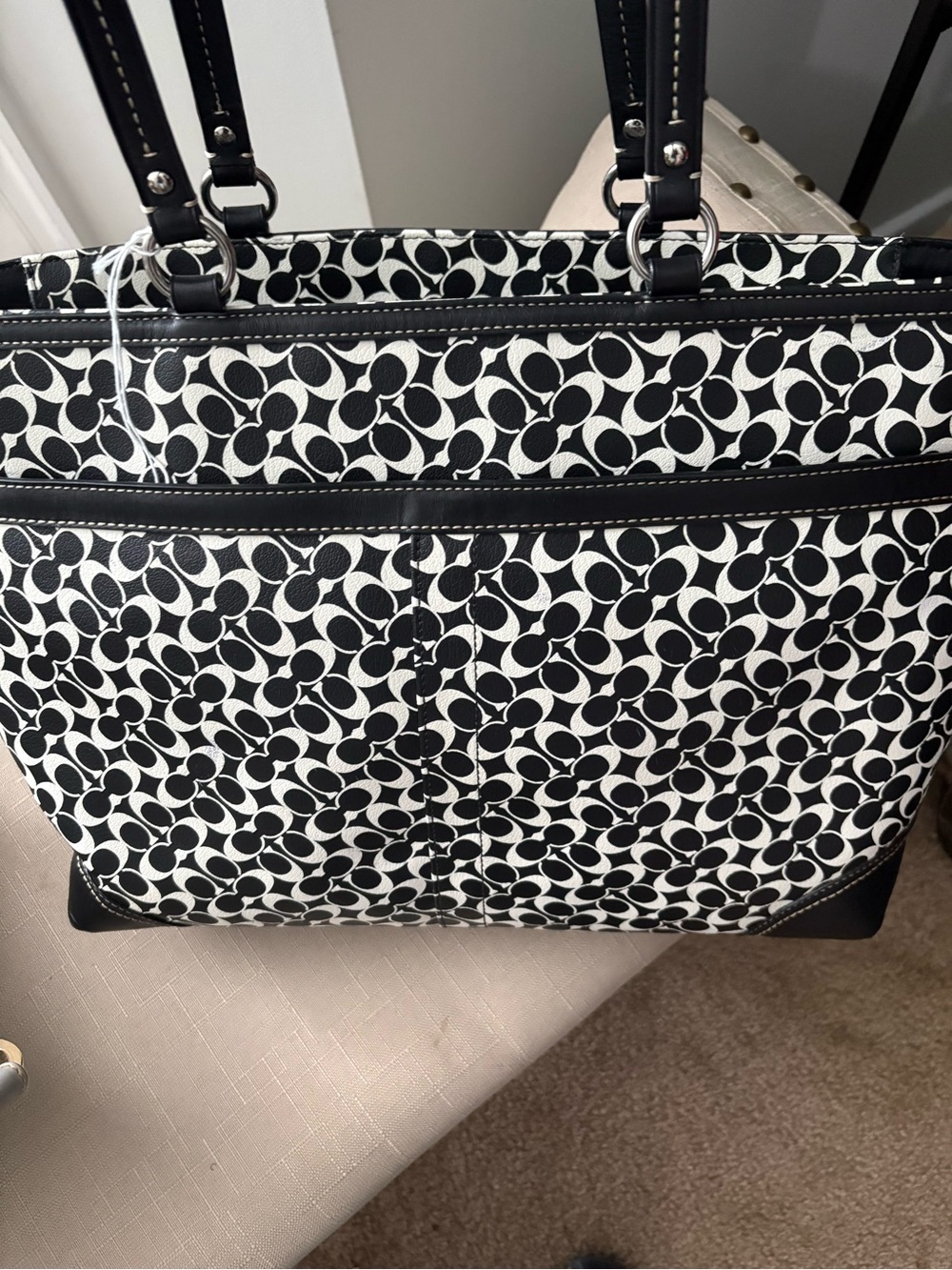 Black and White Logo-Print Tote Bag